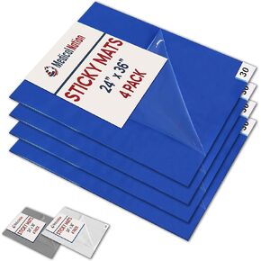 Sticky Mat - 24" x 36" - 120 Blue Sheets (Pack of 4 Mats - 30 Sheets per Mat) for Clean Rooms, Construction, Medical Facilities, Laboratories, Hospitals and Pets - Tacky Adhesive Mats