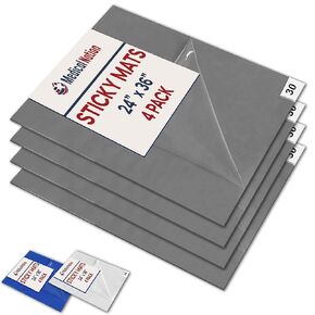 Sticky Mat - 24" x 36" - 120 Grey Sheets (Pack of 4 Mats - 30 Sheets per Mat) for Clean Rooms, Construction, Medical Facilities, Laboratories, Hospitals and Pets - Tacky Adhesive Mats