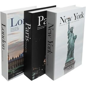 Chic Faux Book Set for Stylish Home Decor - Preppy Aesthetic Collection (Set of 3) (Orange)