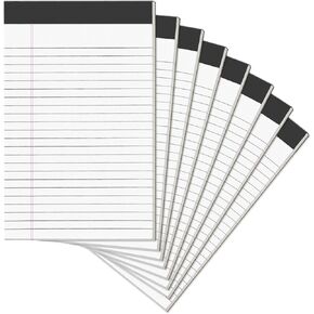 Legal Note Pads 5x8 Small Notepad Bulk, 14 Packs Memo Pad White Paper, College Ruled Writing Pad for Office, School, Work, College, Micro Perforated, 30 Sheets/60 Pages (80GSM)