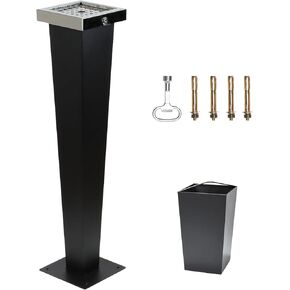 Podoy الدائمة منفضة سجائر في الهواء الطلق الفولاذ المقاوم للصدأ التخلص من السجائر المدخنين المخفر 37.6 بوصة مع دلو داخلي الطابق الدائمة منفضة سجائر السيجار للفناء الخارجي in Kuwait