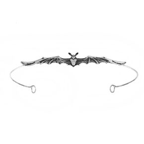 YOVECATHOU Forehead Bat Metal Slim Halloween Headband Hoop Hair Tiara Crown For Men Women Cosplay Party Birthday Prom (Silver)