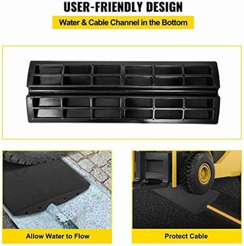 VEVOR Curb Ramp, 1 Pack Rubber Driveway Ramps, Heavy Duty 32000 lbs Weight Capacity Threshold Ramp, 2.6 inch High Curbside Bridge Ramps for Loading Dock Garage Sidewalk, Expandable Full Ramp Set in Saudi Arabia