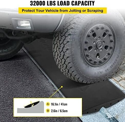 VEVOR Curb Ramp, 1 Pack Rubber Driveway Ramps, Heavy Duty 32000 lbs Weight Capacity Threshold Ramp, 2.6 inch High Curbside Bridge Ramps for Loading Dock Garage Sidewalk, Expandable Full Ramp Set in Saudi Arabia