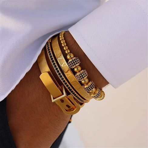Gold Silver Rose Gold Plated Bracelets for Men Women Roman Numeral Bangle Bracelet Stainless Steel Personalized Engraved Unisex Gift (Silver 4mm Womens) in Kuwait