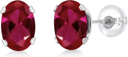 Gem Stone King 10K White Gold Green Tourmaline Stud Earrings For Women (1.00 Cttw, Gemstone October Birthstone, Oval 6X4MM) in Saudi Arabia