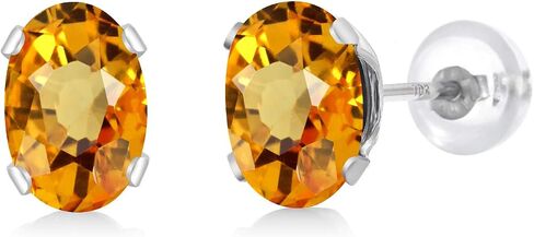 Gem Stone King 10K White Gold Green Tourmaline Stud Earrings For Women (1.00 Cttw, Gemstone October Birthstone, Oval 6X4MM) in Saudi Arabia
