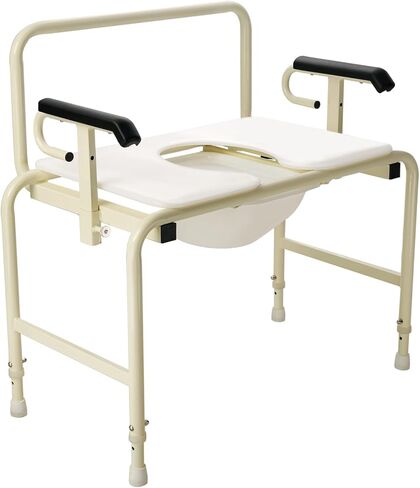 Dynarex Bari+Max Bariatric HD Drop Arm Commode - إطار فولاذي شديد التحمل، سعة وزن 1000 رطل - كومود بجانب السرير قابل لضبط الارتفاع - عرض المقعد 30 بوصة in Kuwait