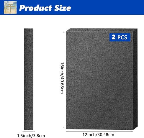 2 Pcs Polyurethane Foam Sheet 1.5 Inch Thick X 12 Inch Wide X 16 Inch Long Black, Foam Inserts Cuttable for Tool Box Protecting Cabinet, Garage, Cart in Saudi Arabia