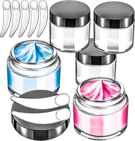 MotBach 4 Pack 2oz Glass Jars with Lids,Small Glass Jars with Lids and Inner Liners,60ml Empty Glass Jars Travel Toiletries Cosmetic Containers with Spatulas for Slime Sample Lip Balm Cream Lotion in Saudi Arabia