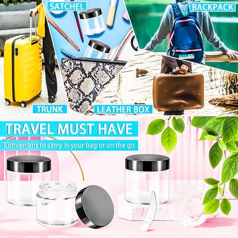 MotBach 4 Pack 2oz Glass Jars with Lids,Small Glass Jars with Lids and Inner Liners,60ml Empty Glass Jars Travel Toiletries Cosmetic Containers with Spatulas for Slime Sample Lip Balm Cream Lotion in Saudi Arabia