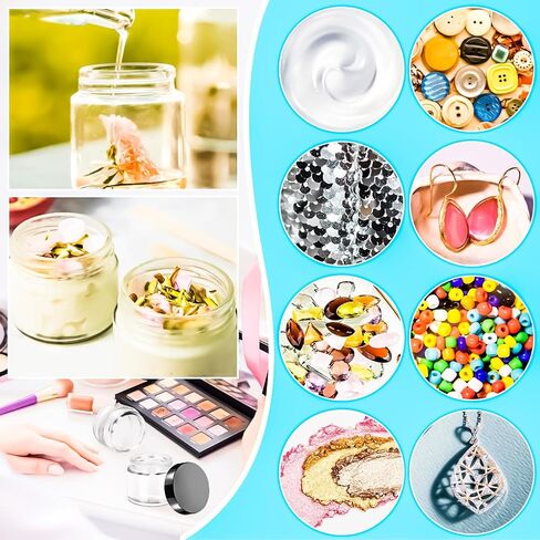 MotBach 4 Pack 2oz Glass Jars with Lids,Small Glass Jars with Lids and Inner Liners,60ml Empty Glass Jars Travel Toiletries Cosmetic Containers with Spatulas for Slime Sample Lip Balm Cream Lotion in Saudi Arabia