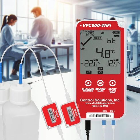 VFC800-WiFi Dual Probe Vaccine Monitoring Kit with Dual Smart Probe WiFi Data Logger - VFC Compliant and Includes 2-Year Certificate - Ideal for Vaccine Storage Monitoring in Kuwait