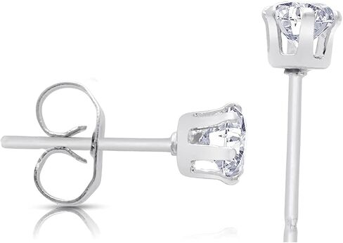 Stud Earrings Set, Hypoallergenic Cubic Zirconia Earrings Stainless Steel Cubic Zirconia Earrings 3-7mm, Silver, Rose and Yellow Gold Tone, Jewelry Boxed Sets Genuine Cubic Zirconia Earrings in Saudi Arabia