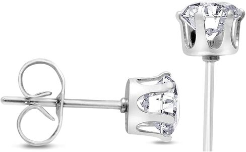 Stud Earrings Set, Hypoallergenic Cubic Zirconia Earrings Stainless Steel Cubic Zirconia Earrings 3-7mm, Silver, Rose and Yellow Gold Tone, Jewelry Boxed Sets Genuine Cubic Zirconia Earrings in Saudi Arabia