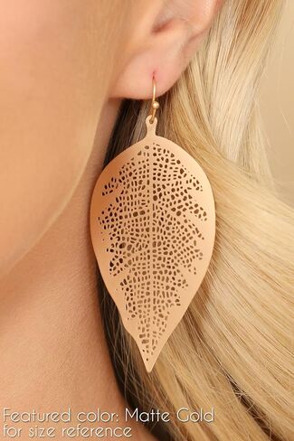 Moroccan Filigree Geometric Drop Earrings - Bohemian Metallic Cutout Lightweight Hook Dangles Flower Petal Leaf, Teardrop, Circle Disc in Kuwait