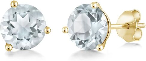 Gem Stone King 14K Yellow Gold Red Created Ruby Martini Women Stud Earrings (2.00 Cttw, Gemstone July Birthstone, Round 6MM) in Saudi Arabia
