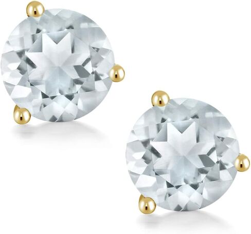 Gem Stone King 14K Yellow Gold Red Created Ruby Martini Women Stud Earrings (2.00 Cttw, Gemstone July Birthstone, Round 6MM) in Saudi Arabia