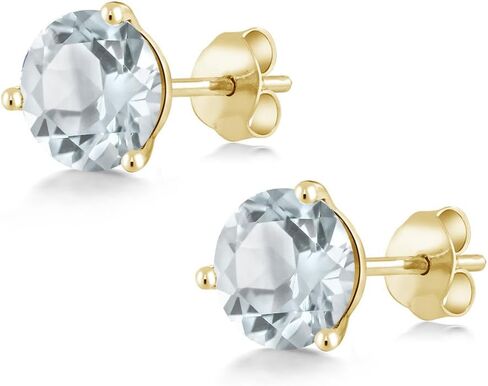 Gem Stone King 14K Yellow Gold Red Created Ruby Martini Women Stud Earrings (2.00 Cttw, Gemstone July Birthstone, Round 6MM) in Saudi Arabia