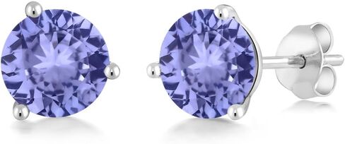 Gem Stone King 14K Yellow Gold Red Created Ruby Martini Women Stud Earrings (2.00 Cttw, Gemstone July Birthstone, Round 6MM) in Saudi Arabia
