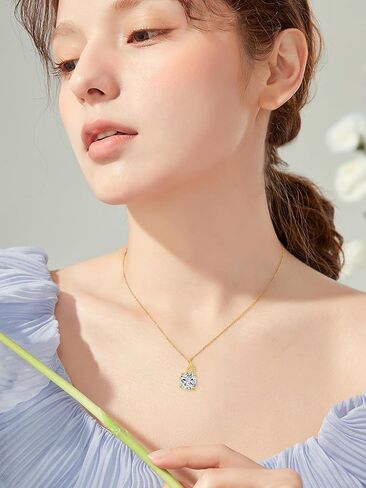Cpckolf 14k Real Gold Moissanite 3 Stone Diamond Necklace with Swirl Pendant for Women Solid Gold Jewelry Anniversary Birthday Mother day Valentine's Day Gift for Her Girlfriend Mom Sister in Kuwait