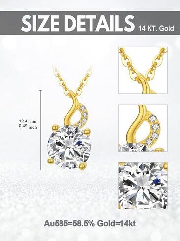 Cpckolf 14k Real Gold Moissanite 3 Stone Diamond Necklace with Swirl Pendant for Women Solid Gold Jewelry Anniversary Birthday Mother day Valentine's Day Gift for Her Girlfriend Mom Sister in Kuwait
