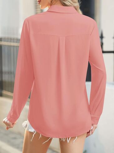 قمصان Karlywindow النسائية بأكمام طويلة وأزرار سفلية ورقبة على شكل حرف V كاجوال للصيف والشاطئ in Kuwait