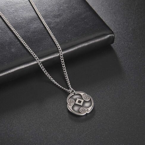 Amaxer 24 Runes Talisman Viking Jewelry Asatru Necklace Pagan Wiccan Pendant Norse Runes Vintage Nordic Amulet Necklace for Women Men in Saudi Arabia