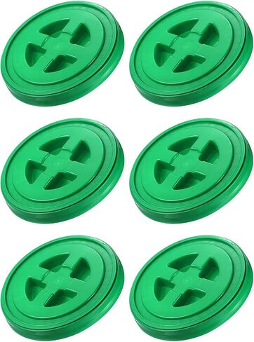 PATIKIL 5 Gallon Bucket Seal Lid 12x1.5inch, 6 Pack Plastic Leak Proof Storage Bucket with Screw on Lid for Pet Food Grain Paint Industrial Storage Bucket, Green in Saudi Arabia