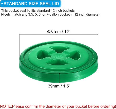 PATIKIL 5 Gallon Bucket Seal Lid 12x1.5inch, 6 Pack Plastic Leak Proof Storage Bucket with Screw on Lid for Pet Food Grain Paint Industrial Storage Bucket, Green in Saudi Arabia