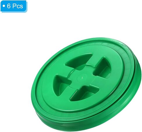 PATIKIL 5 Gallon Bucket Seal Lid 12x1.5inch, 6 Pack Plastic Leak Proof Storage Bucket with Screw on Lid for Pet Food Grain Paint Industrial Storage Bucket, Green in Saudi Arabia