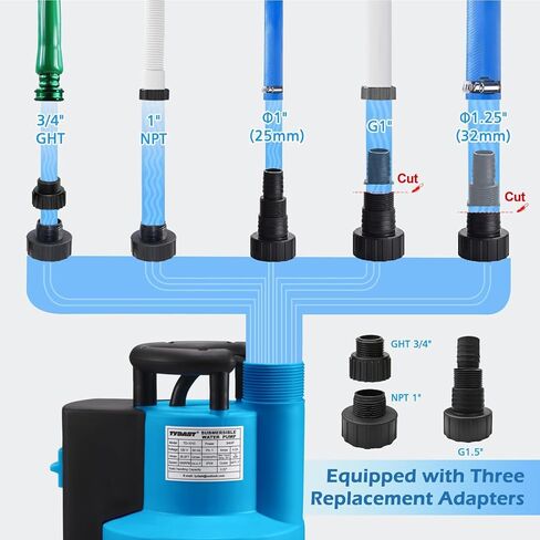 مضخة مياه غاطسة 3/4HP 3100GPH، مضخة مستنقع محمولة، نقل مياه المرافق مع سلك بطول 16.4 قدم لتصريف حوض السباحة، الطابق السفلي من الفيضان، بركة الحديقة، التحكم التلقائي/اليدوي عن طريق مفتاح تعويم متكامل in Saudi Arabia