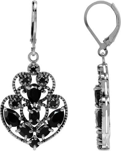 Silvershake Genuine Gemstone 925 Sterling Silver Elegant Victorian Boho Style Leverback Drop Earrings Jewelry for Women in Saudi Arabia