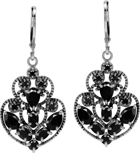 Silvershake Genuine Gemstone 925 Sterling Silver Elegant Victorian Boho Style Leverback Drop Earrings Jewelry for Women in Saudi Arabia