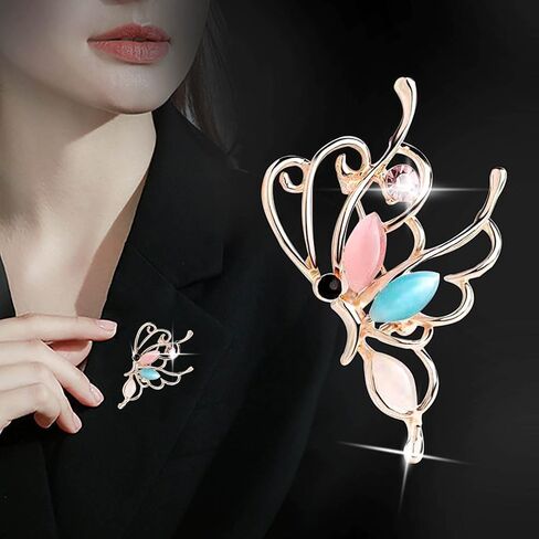 Rhinestone Butterfly Brooch Pin Sparkly Crystal Hollow Butterfly Brooch Classic Wedding Bridal Bouquet Pin Vintage Insects Badge Corsage Jewelry For Women Girls in Saudi Arabia
