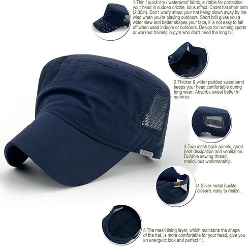 Quick Dry Cadet Army Hats Waterproof Military Flat Top Baseball Dad Sun Caps Outdoor Sports in Saudi Arabia