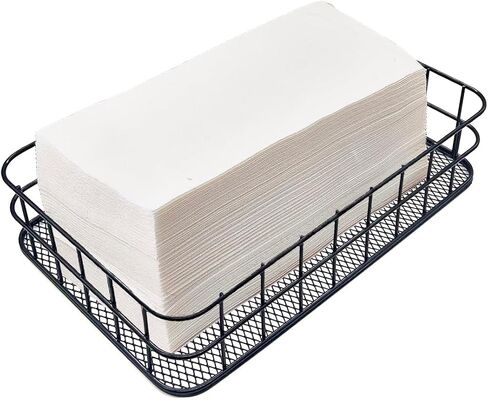 حامل مناشف يد ورقية مطوية، صينية توزيع مناديل ورقية تجارية على سطح الطاولة، منظم خزانة أسلاك معدنية سوداء، منظم تخزين، صينية سلة in Kuwait