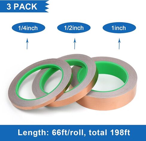 2 Pack Copper Foil Tape 2inch x 33ft with Conductive Adhesive for Electrical Repair, Guitar, DIY Decoration, Stained Glass, Paper Circuits in Saudi Arabia