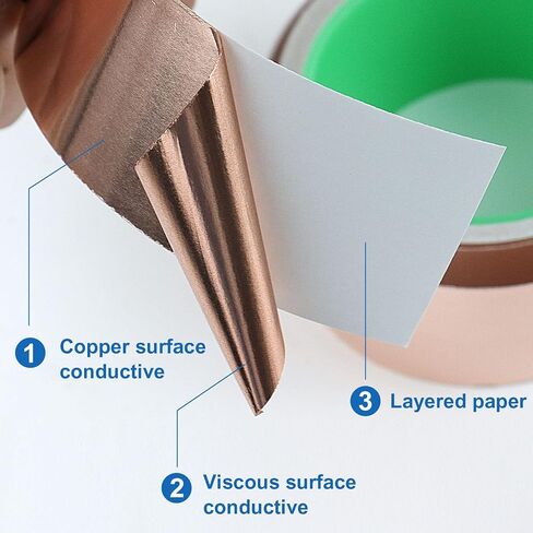 2 Pack Copper Foil Tape 2inch x 33ft with Conductive Adhesive for Electrical Repair, Guitar, DIY Decoration, Stained Glass, Paper Circuits in Saudi Arabia