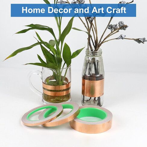 2 Pack Copper Foil Tape 2inch x 33ft with Conductive Adhesive for Electrical Repair, Guitar, DIY Decoration, Stained Glass, Paper Circuits in Saudi Arabia