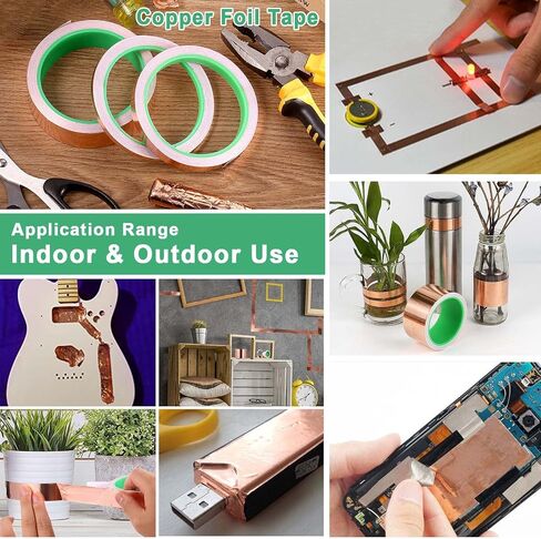 2 Pack Copper Foil Tape 2inch x 33ft with Conductive Adhesive for Electrical Repair, Guitar, DIY Decoration, Stained Glass, Paper Circuits in Saudi Arabia