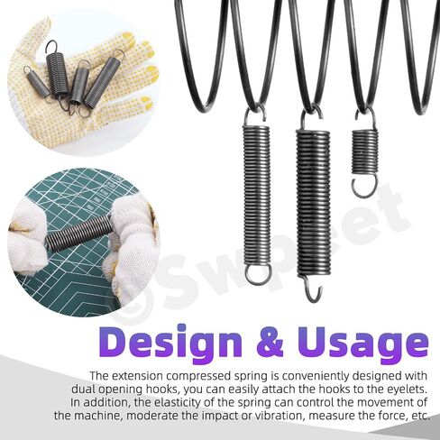 Swpeet 36Pcs 12 Different Sizes Carbon Steel Extension Spring Assortment Kit, Extended Tension Spring Wire Dia 0.039" 0.059" 0.078" 0.1", OD 0.39" 0.59" 0.78", Length 1.18" 1.57" 1.96" 2.36" in Saudi Arabia
