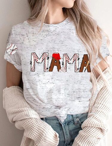 تي شيرت ماما للسيدات في عصر أمي تي شيرت مضحك Mom Life كاجوال بأكمام قصيرة تي شيرت in Kuwait