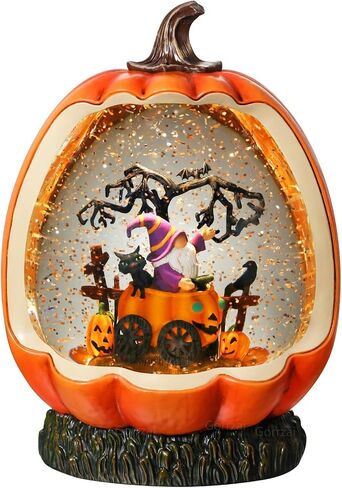 Fall Snow Globe Pumpkin Fall Decorations for Home, Gnome Snow Globe with Turkey Swirling Glitter Timer, Lighted Thanksgiving Decor Indoor Fall Decor, USB or Battery Operated in Saudi Arabia