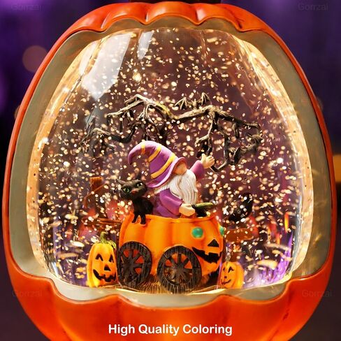 Fall Snow Globe Pumpkin Fall Decorations for Home, Gnome Snow Globe with Turkey Swirling Glitter Timer, Lighted Thanksgiving Decor Indoor Fall Decor, USB or Battery Operated in Saudi Arabia