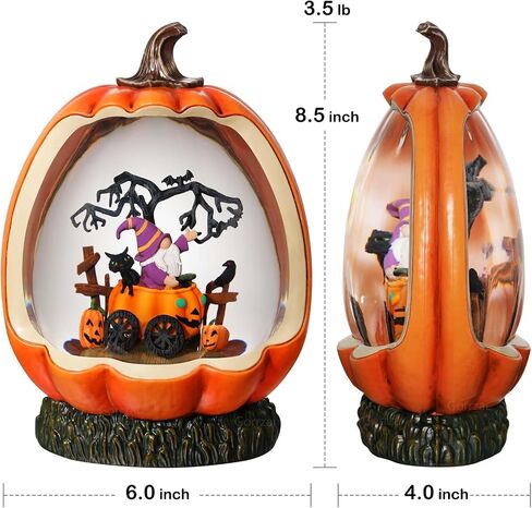 Fall Snow Globe Pumpkin Fall Decorations for Home, Gnome Snow Globe with Turkey Swirling Glitter Timer, Lighted Thanksgiving Decor Indoor Fall Decor, USB or Battery Operated in Saudi Arabia
