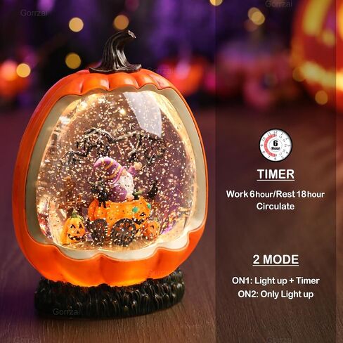Fall Snow Globe Pumpkin Fall Decorations for Home, Gnome Snow Globe with Turkey Swirling Glitter Timer, Lighted Thanksgiving Decor Indoor Fall Decor, USB or Battery Operated in Saudi Arabia