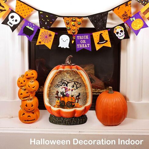 Fall Snow Globe Pumpkin Fall Decorations for Home, Gnome Snow Globe with Turkey Swirling Glitter Timer, Lighted Thanksgiving Decor Indoor Fall Decor, USB or Battery Operated in Saudi Arabia