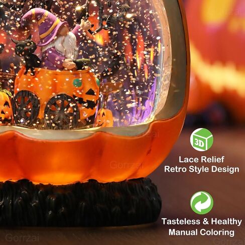 Fall Snow Globe Pumpkin Fall Decorations for Home, Gnome Snow Globe with Turkey Swirling Glitter Timer, Lighted Thanksgiving Decor Indoor Fall Decor, USB or Battery Operated in Saudi Arabia