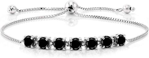 Gem Stone King 925 Sterling Silver Blue Tanzanite Tennis Bracelet for Women (2.66 Cttw, Round 4.5MM, Gemstone Birthstone, Fully Adjustable Up to 9 Inch) in Saudi Arabia
